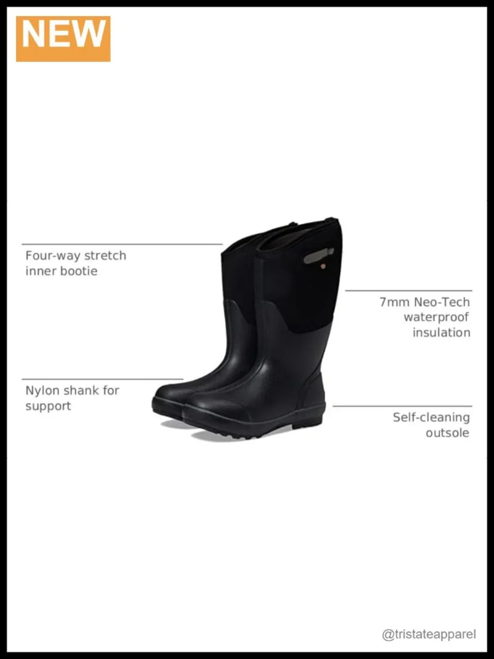 Waterproof Insulated Wide Calf Pull-On Snow Boots Rubber Neoprene
